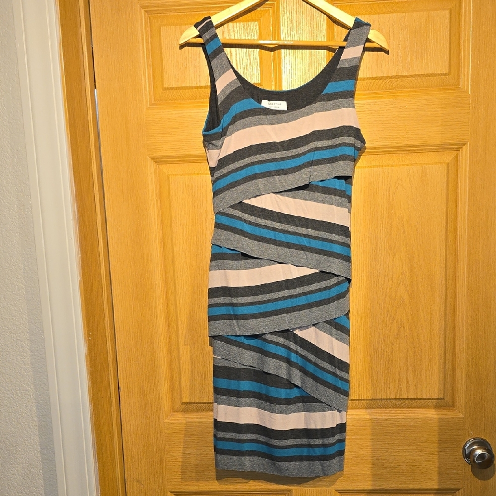 Bailey 44 Sleeveless Striped Mini Dress in Blue, Gray & Cream